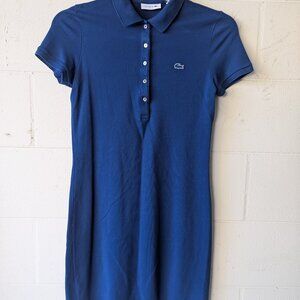 Lacoste Polo Mini Dress Blue Navy Short Sleeve Slim Fit Stretch size 38